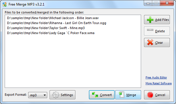 Screenshot for Free Merge MP3 5.0.3