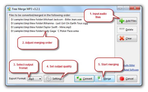 merge songs online combine mp3 - audio joiner