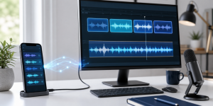Voice memos transferred locally from a phone and combined on Windows