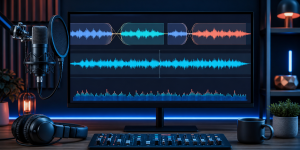 Podcast audio clips merged with crossfades and balanced loudness